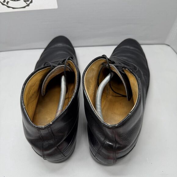 Vintage Men’s Leather Boots Size 11.5 M Black Lace Up Classic Made In Italy